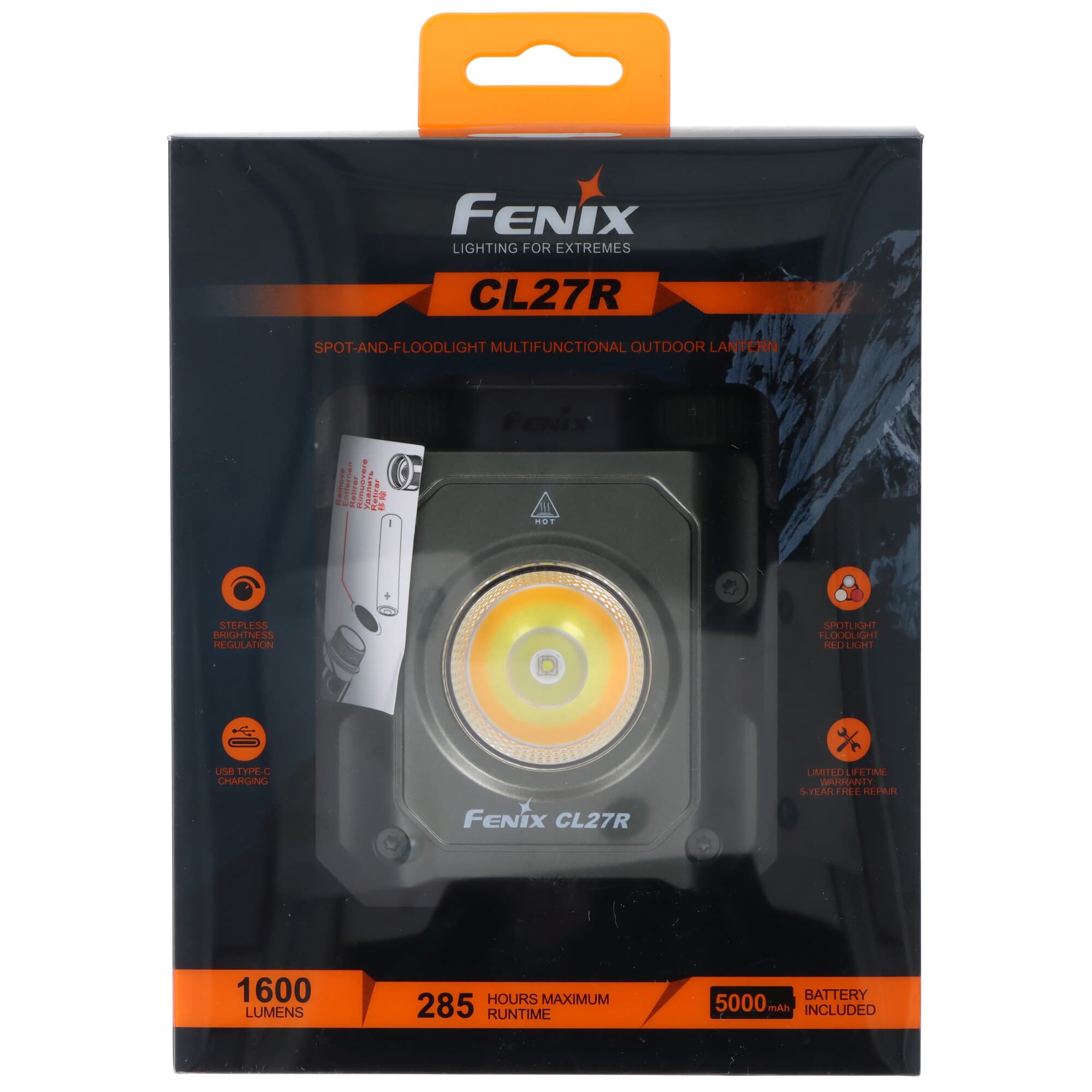 Lampe industrielle et de camping Fenix CL27R LED, 3 sources lumineuses, poignée magnétique rotative à 360°, avec raccord fileté pour trépied