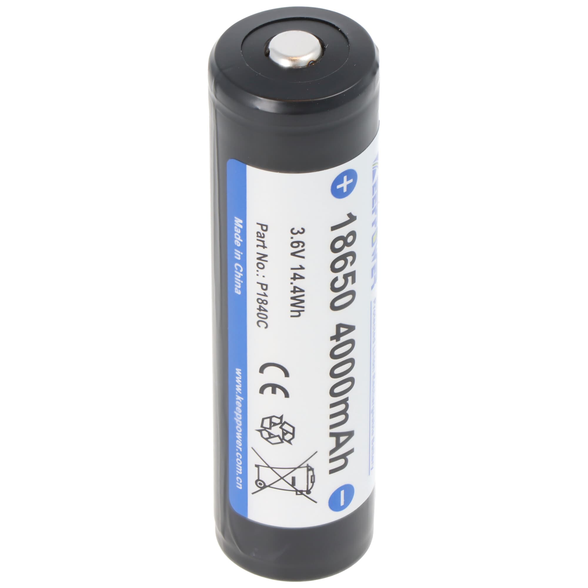 Batterie Li-ion 18650 4000mAh, batterie Li-ion 3,7V protégée, pôle positif augmenté, 69,2x18,7mm