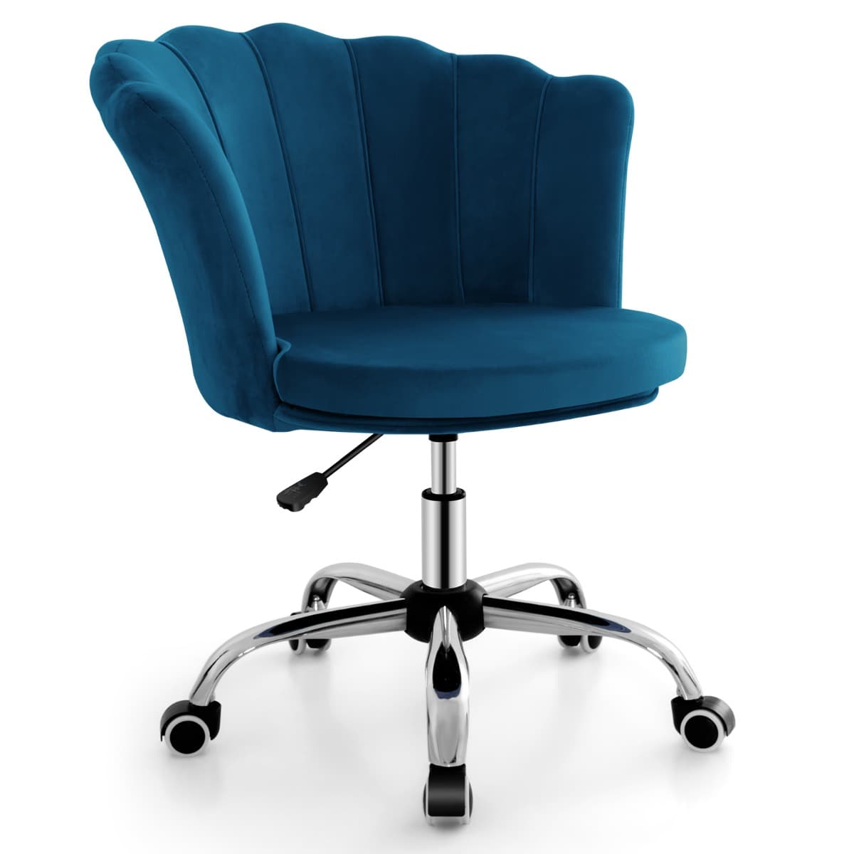 Fauteuil de Bureau à Roulettes Chaise de Coiffeuse Velours Hauteur Réglable H 74-82 CM Forme de Péta