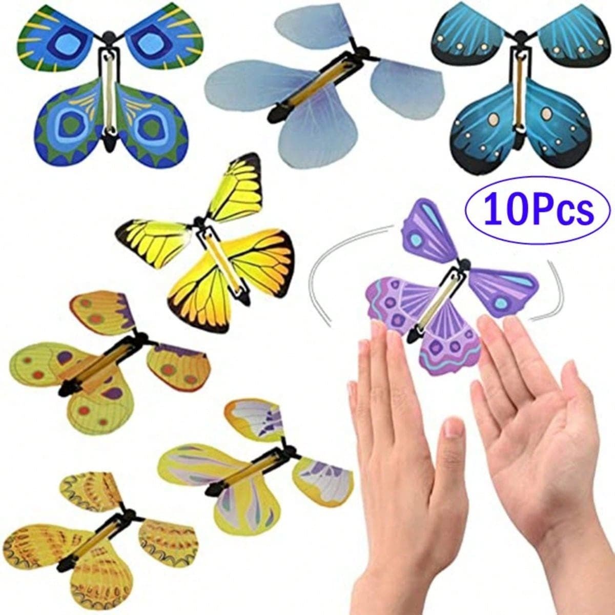 10 Pièces Jouets De Fées Alimentés Par Bande De Caoutchouc En Forme De Papillon Magique, Marque-pages/ Cartes De Vœux/ Cadeaux Surprenants Pour