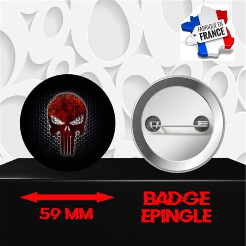 Badge à épingle 59 mm Logo Super Héros Punisher 0025