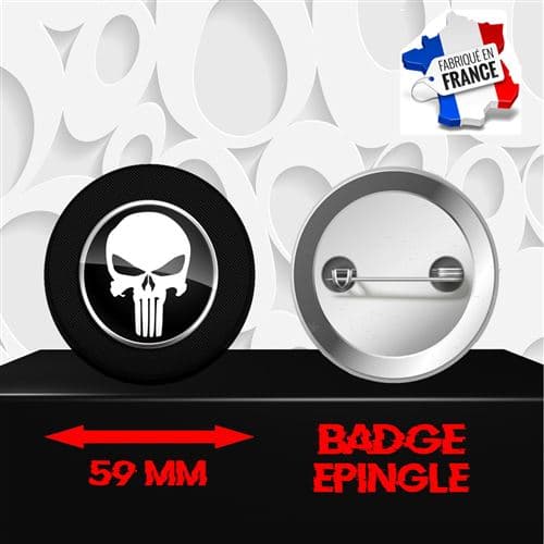 Badge à épingle 59 mm Logo Super Héros Punisher 0023