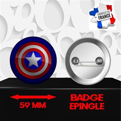 Badge à épingle 59 mm Logo Super Héros Captain America 0022
